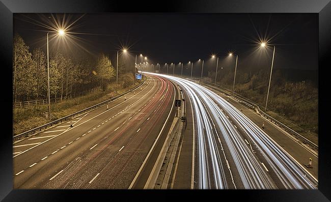 Motorway M62 at Night Framed Print by Kev Rayner