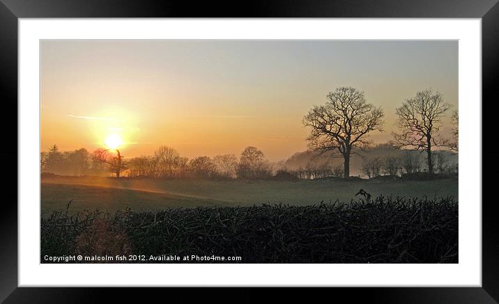 Winter Sunset. Framed Mounted Print by malcolm fish