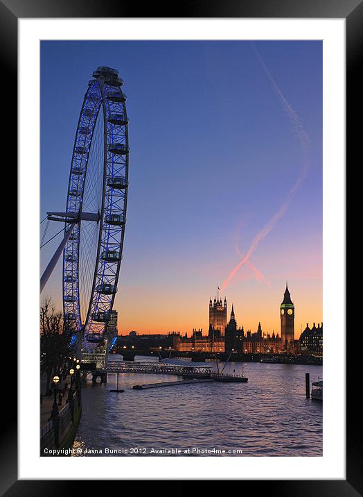 Sunset on river Thames Framed Mounted Print by Jasna Buncic