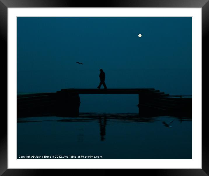 A lone man Framed Mounted Print by Jasna Buncic