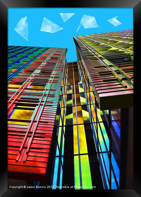 Colors in the City (with clouds) Framed Print by Jasna Buncic