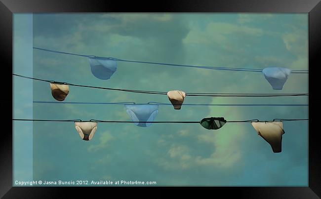 Underwear on a washing line Framed Print by Jasna Buncic