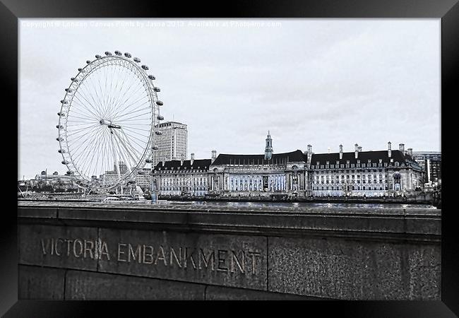 London Eye Mono Framed Print by Jasna Buncic