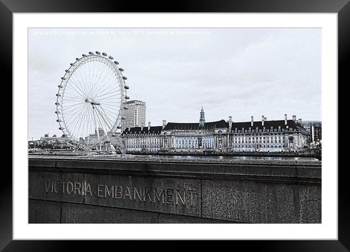 London Eye Mono Framed Mounted Print by Jasna Buncic