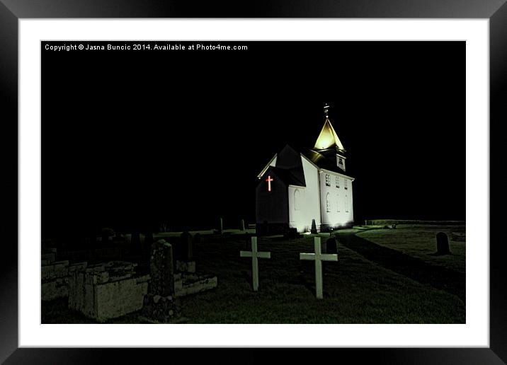 Little Church at Night Framed Mounted Print by Jasna Buncic