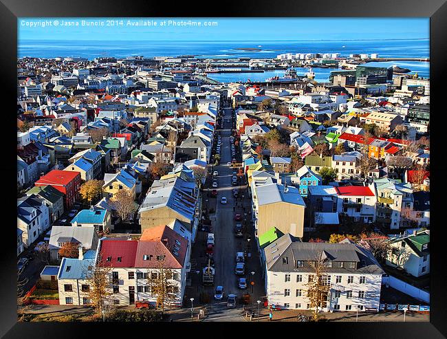 Reykjavik Cityscape Panorama Framed Print by Jasna Buncic
