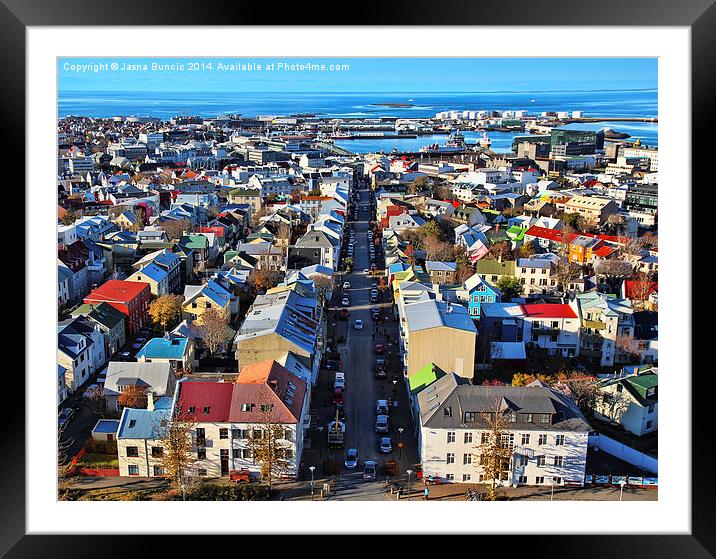 Reykjavik Cityscape Panorama Framed Mounted Print by Jasna Buncic