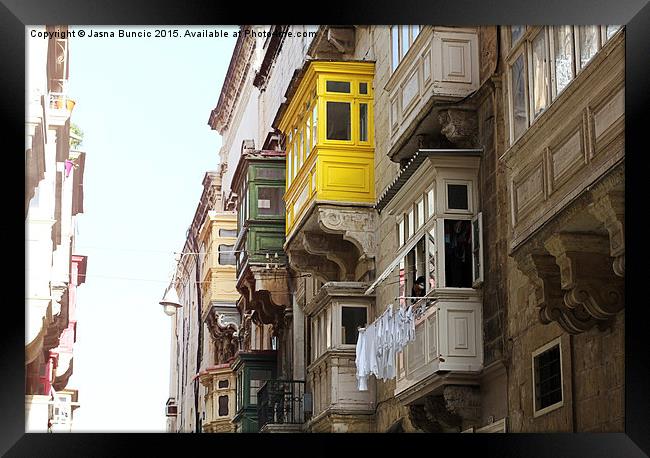 Balconies of Valletta 1 Framed Print by Jasna Buncic