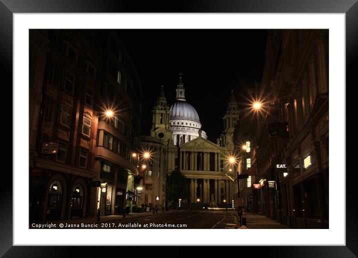 Night view of St Paul’s Cathedral  Framed Mounted Print by Jasna Buncic