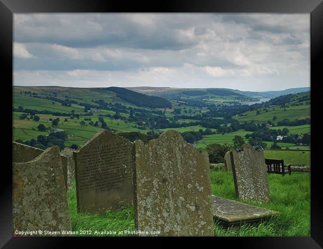 St. Chad's Churchyard and Nidderdale Framed Print by Steven Watson