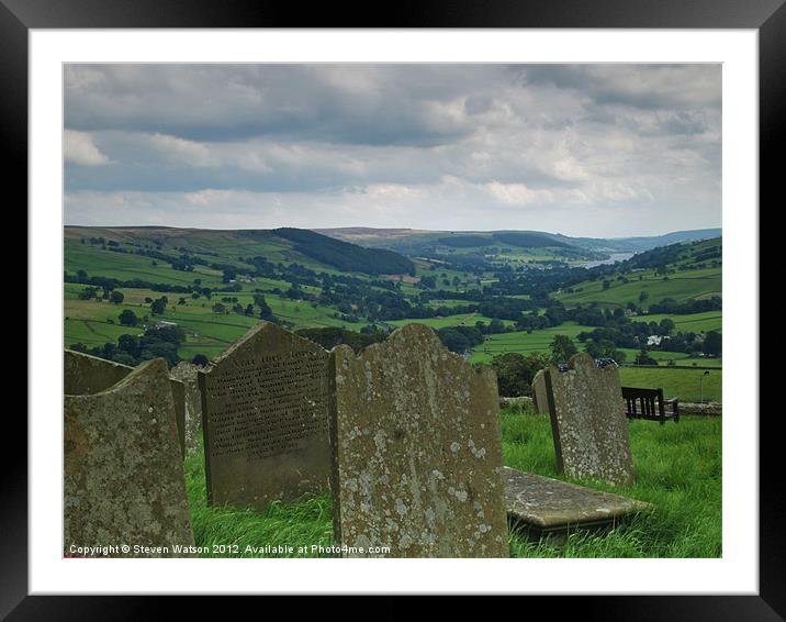 St. Chad's Churchyard and Nidderdale Framed Mounted Print by Steven Watson