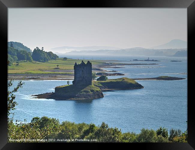 Castle Stalker and The Firth of Lorn Framed Print by Steven Watson