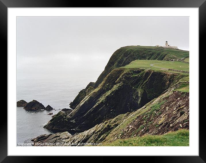 The Slithers and Sumburgh Head Framed Mounted Print by Steven Watson