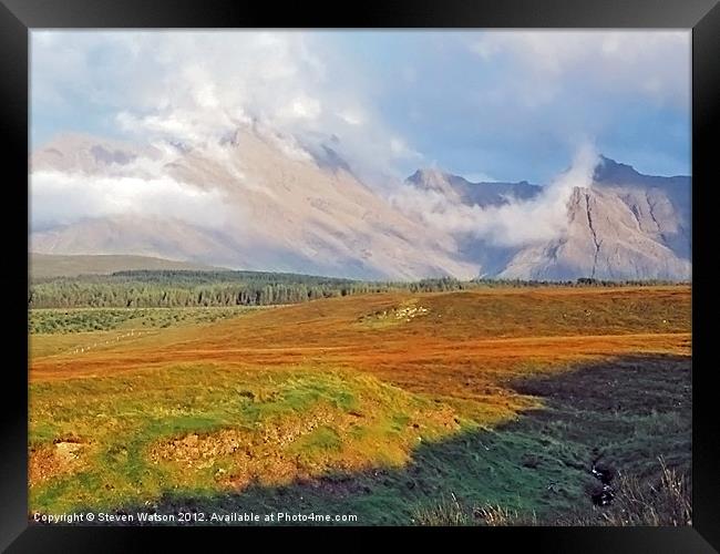 Black Cuillin Framed Print by Steven Watson