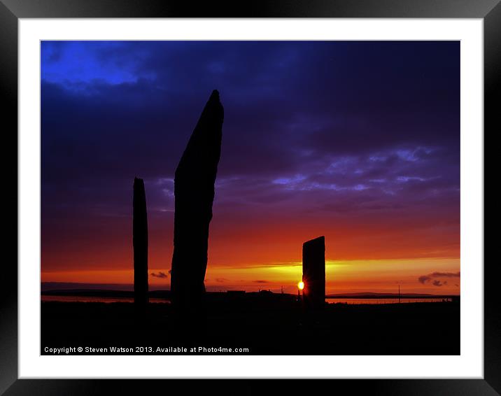 Stenness Sunset Framed Mounted Print by Steven Watson