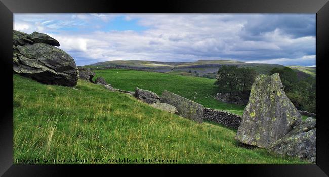 Glacial Erratics at Norber 2 Framed Print by Steven Watson