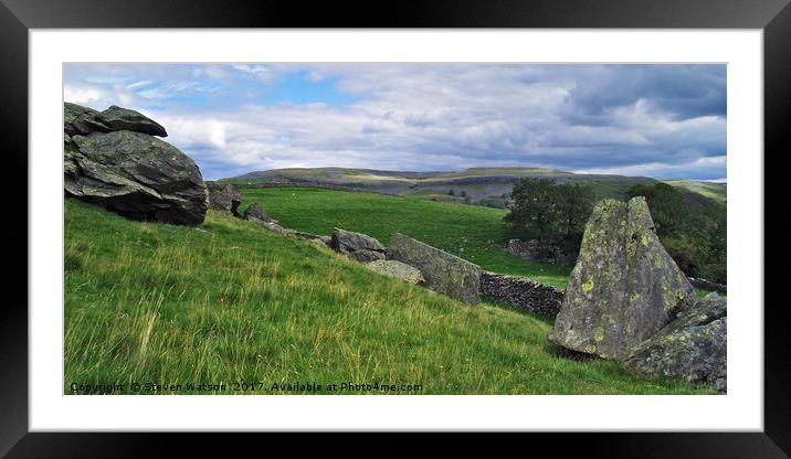 Glacial Erratics at Norber 2 Framed Mounted Print by Steven Watson