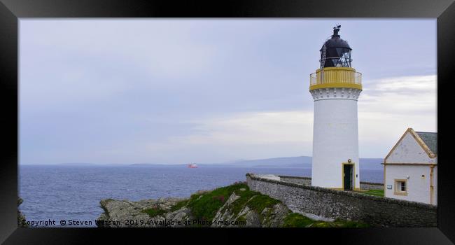 Kirkabister Ness Lighthouse Framed Print by Steven Watson