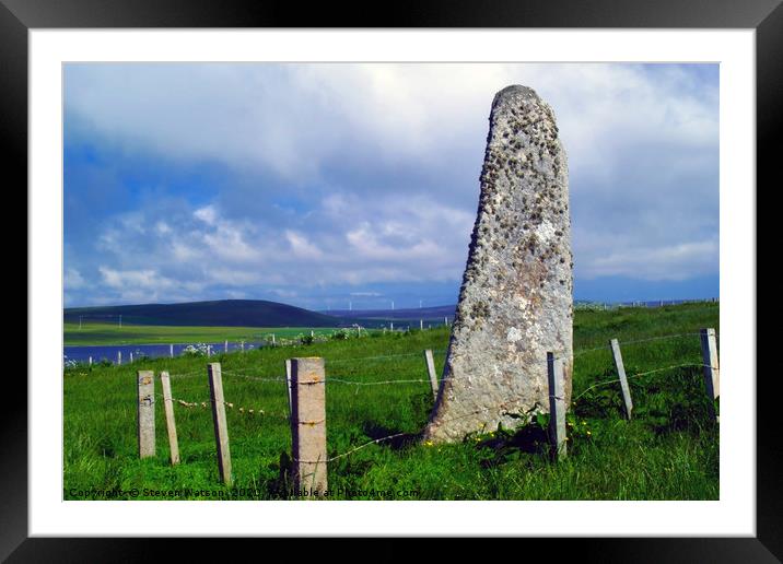 The Stane o' Quoybune Framed Mounted Print by Steven Watson