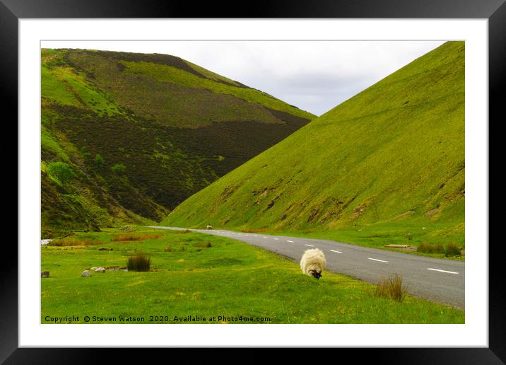 The Mennock Pass Framed Mounted Print by Steven Watson