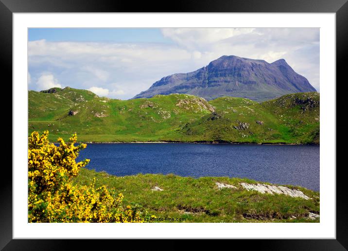 Loch Buine Moire and Cúl Mór in Assynt Framed Mounted Print by Steven Watson