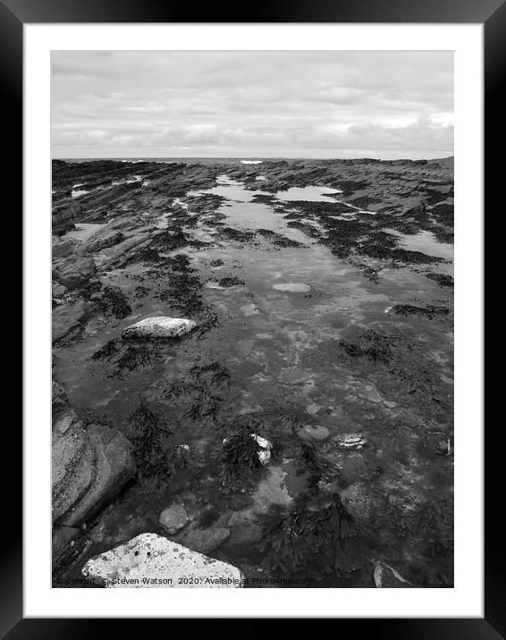 Rock Pool (Monochrome) Framed Mounted Print by Steven Watson