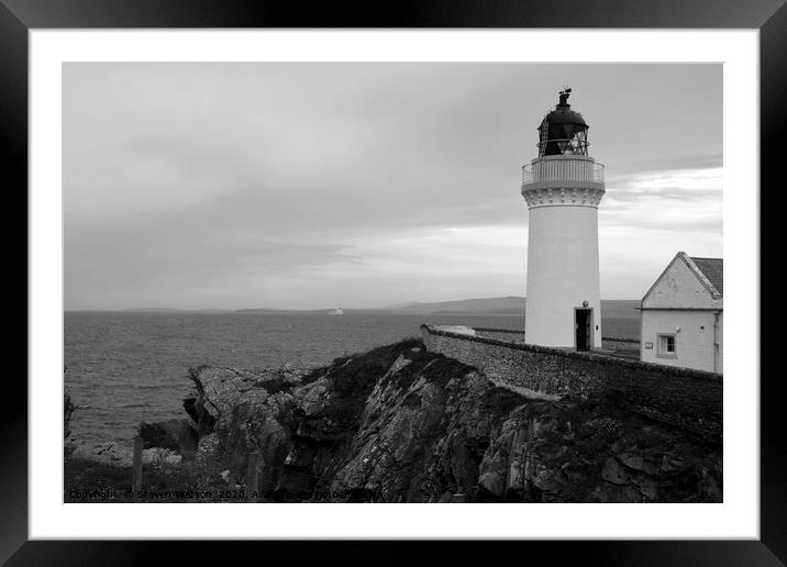 Bressay Lighthouse (Monochrome) Framed Mounted Print by Steven Watson