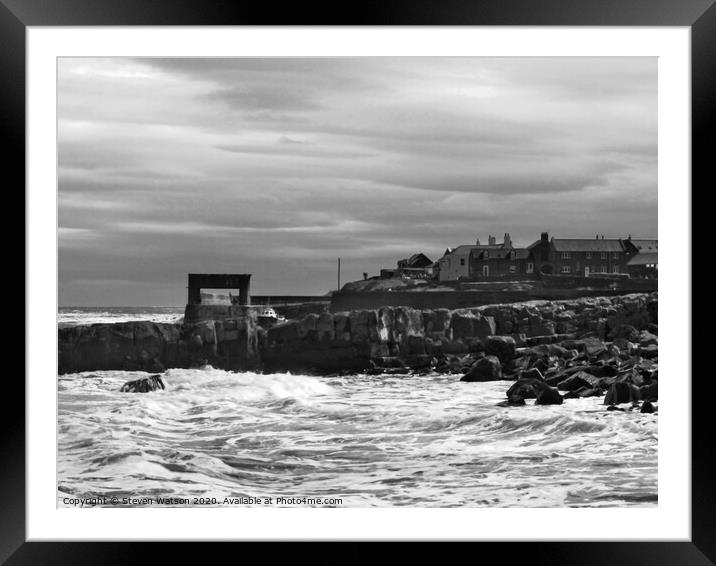 Craster (Mono)  Framed Mounted Print by Steven Watson