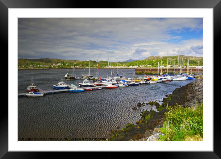 Lochinver Marina Framed Mounted Print by Steven Watson