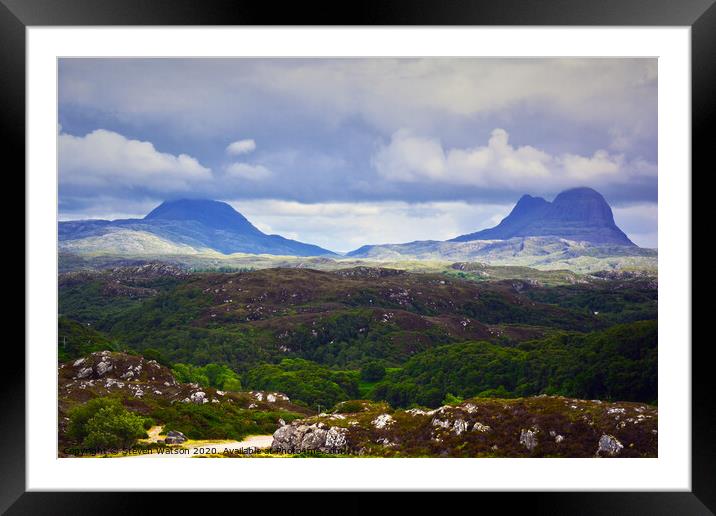 Canisp and Suilven Framed Mounted Print by Steven Watson