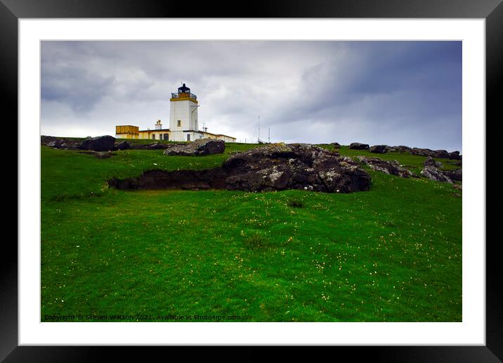 Eshaness Lighthouse Framed Mounted Print by Steven Watson