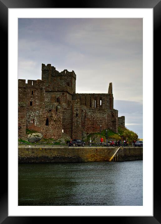 Peel Castle and St. German's Cathedral ruins  Framed Mounted Print by Steven Watson