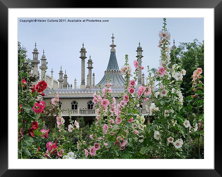 BRIGHTON PAVILION THROUGH THE HOLLYHOCKS Framed Mounted Print by Helen Cullens
