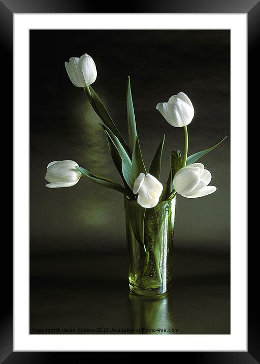 WHITE TULIPS Framed Mounted Print by Helen Cullens