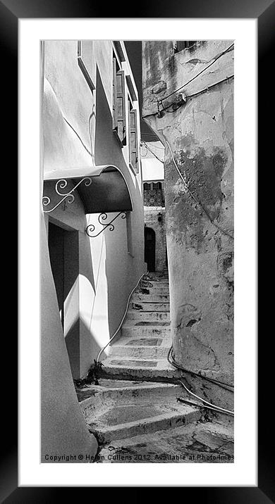 ALLEY IN HANIA, CRETE Framed Mounted Print by Helen Cullens