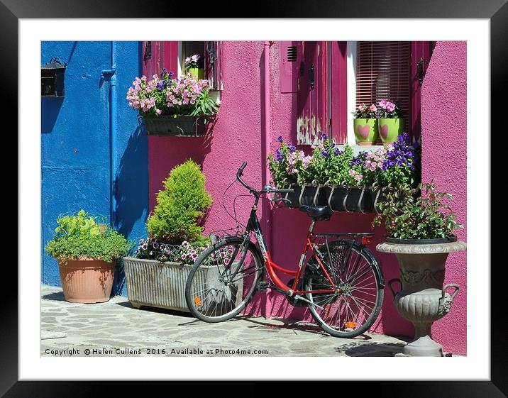 BIKE AT BURANO                                     Framed Mounted Print by Helen Cullens