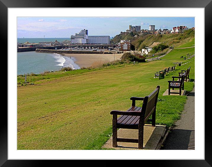 Harbour, Folkestone, Grand Burstin Hotel Framed Mounted Print by Derek Vines