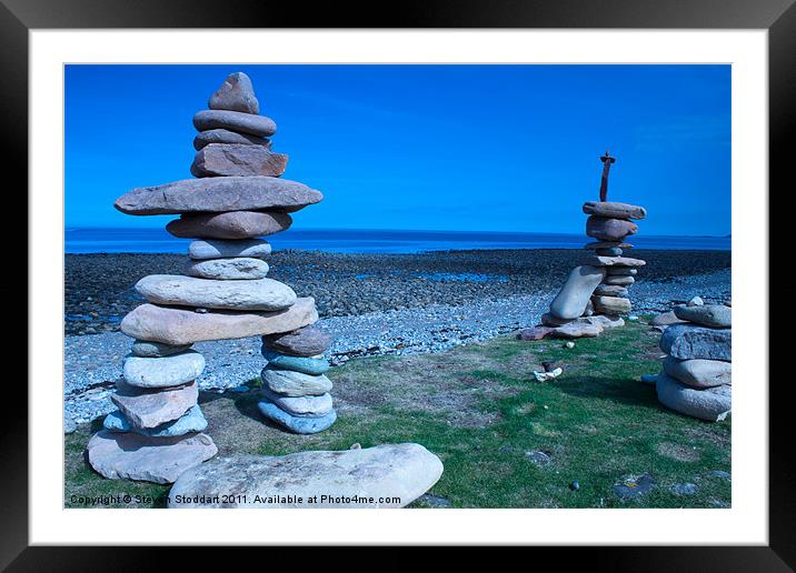 Holy Island Rock Sculpture Framed Mounted Print by Steven Stoddart