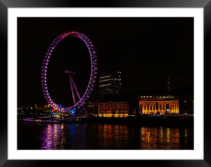 LONDON EYE BY NIGHT Framed Mounted Print by radoslav rundic