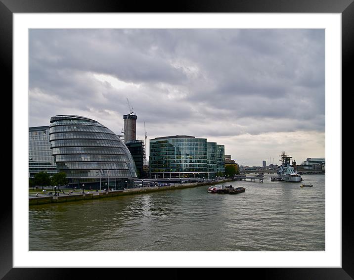 RIVER THAMES AND CITY HALL Framed Mounted Print by radoslav rundic