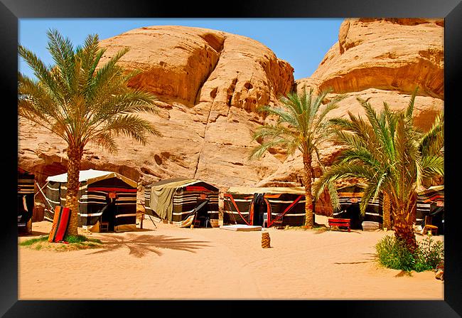 WADI RUM DESET CAMP Framed Print by radoslav rundic