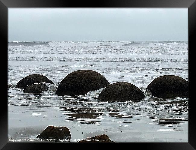 Seascape, Moeraki, New Zealand Framed Print by Marianne Fuller