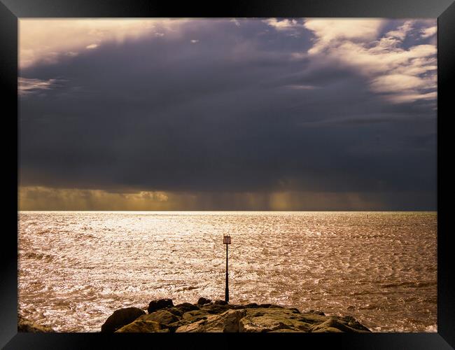 Sidmouth sea marker Framed Print by David Martin