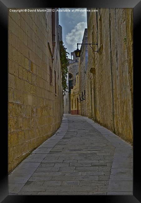 An Alley in Malta Framed Print by David Martin