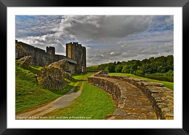 Caerphilly Castle Wales Framed Mounted Print by David Martin