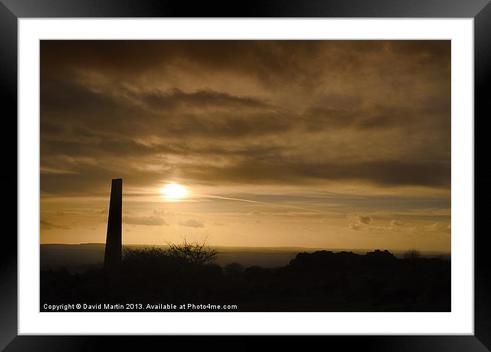 Sunset over Kit Hill Framed Mounted Print by David Martin