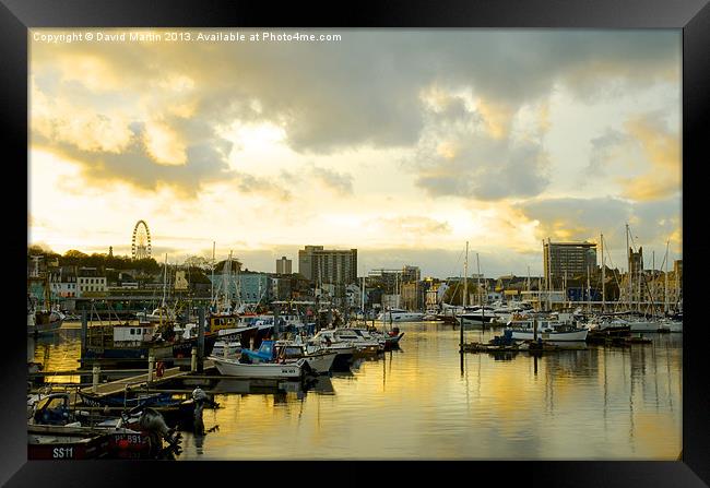 Captivating Plymouth Harbour Scene Framed Print by David Martin