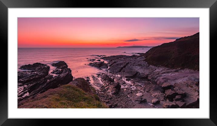 Wembury Sunset-4 Framed Mounted Print by David Martin