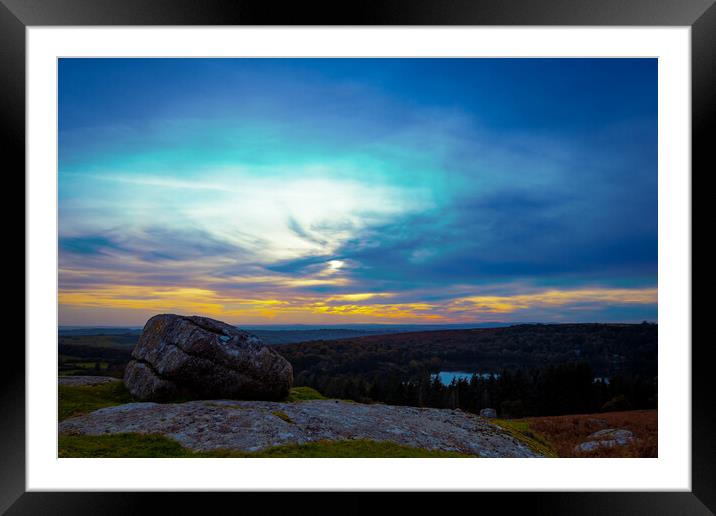 Devon Sunset Framed Mounted Print by David Martin