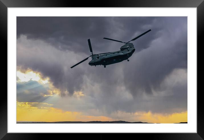 Chinook Helicopter Framed Mounted Print by David Martin